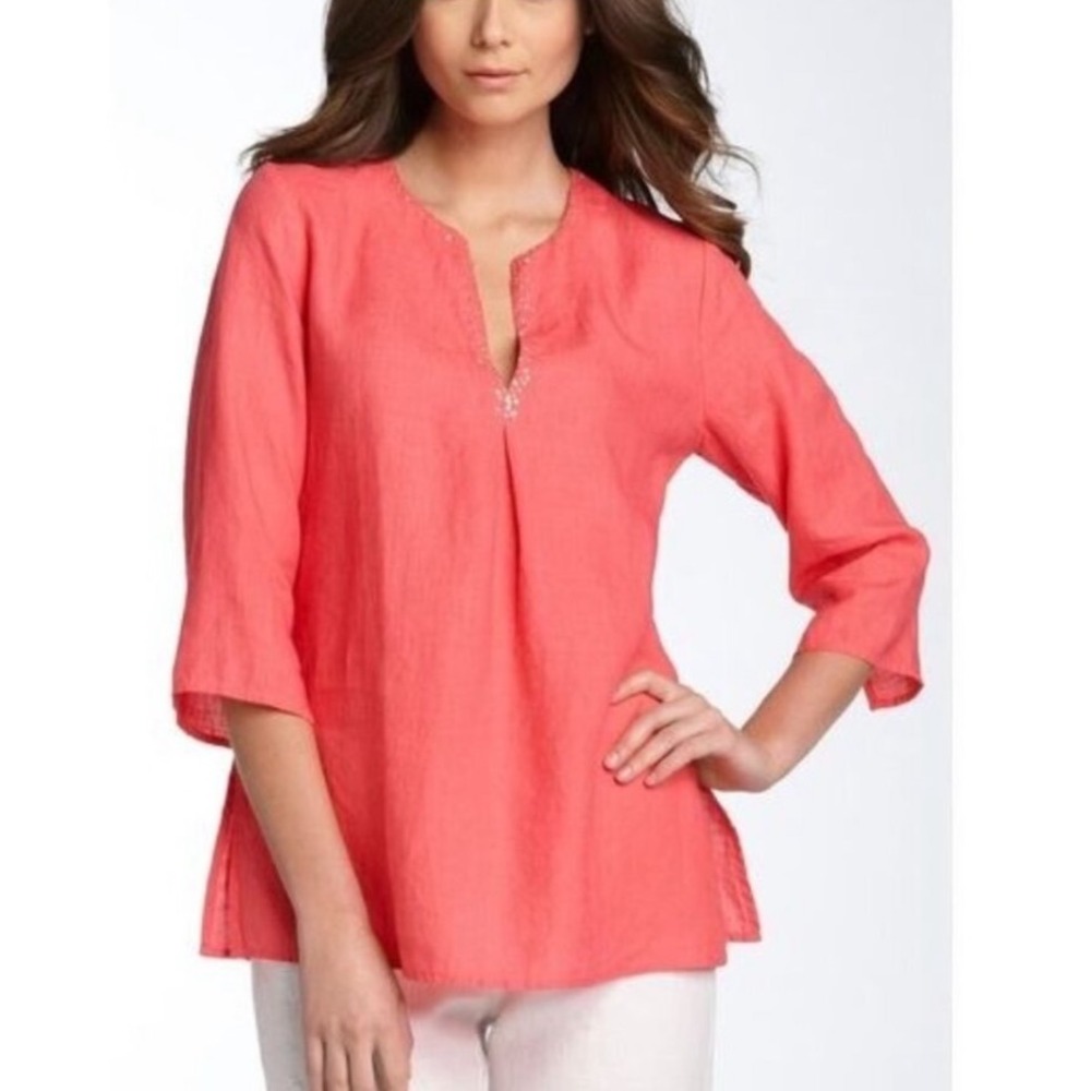 Eileen Fisher Coral Pink Tunic Top